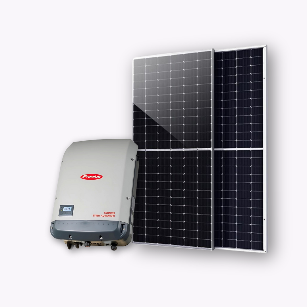 Complete 13.3kW solar system installation with 28 premium solar panels and a Fronius inverter.