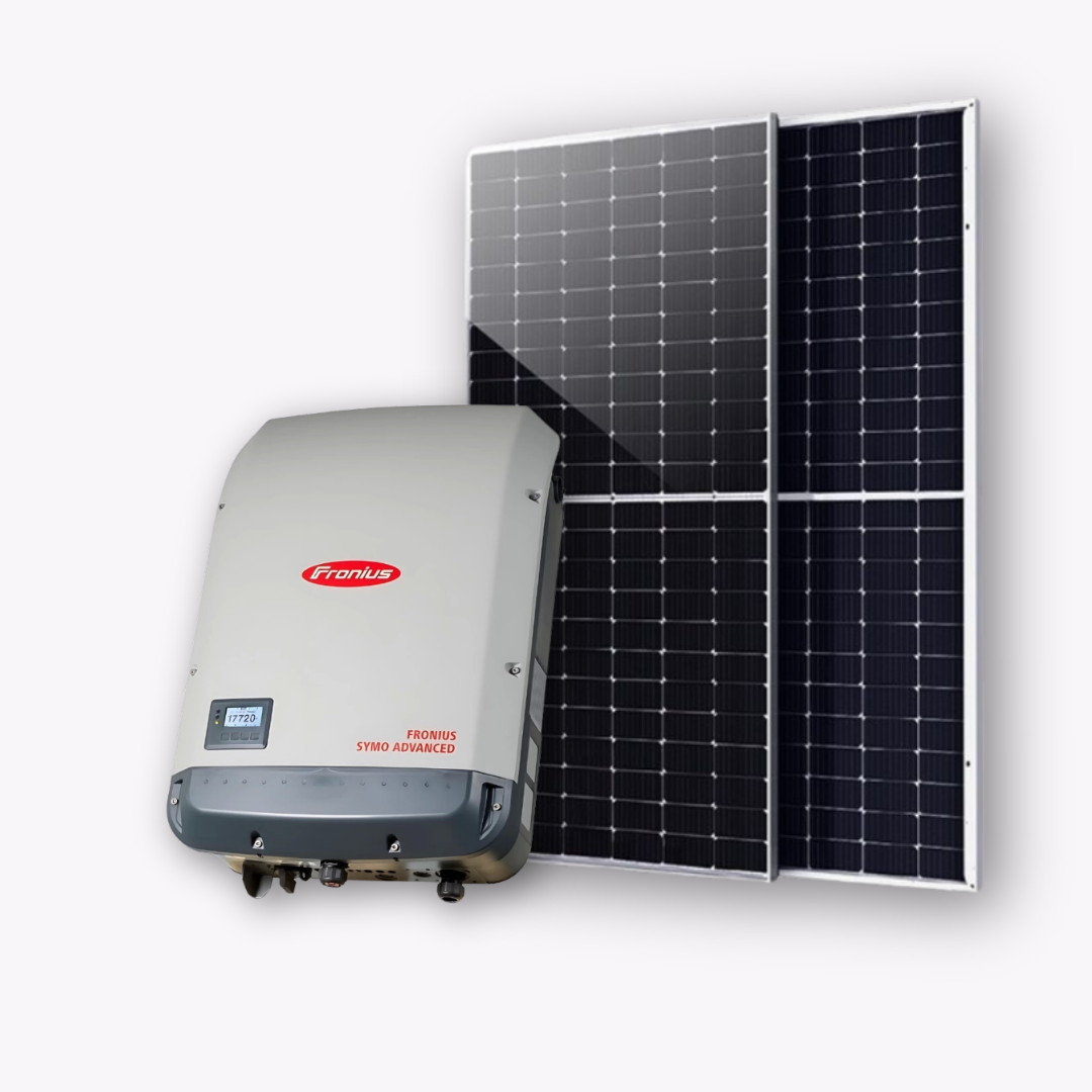 Complete 19.9kW solar system installation with 42 premium solar panels and a Fronius inverter.