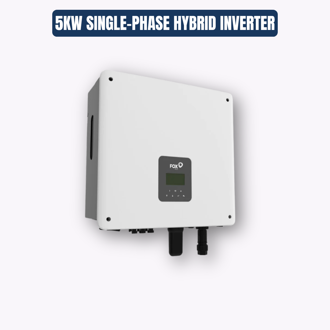 5kW single-phase hybrid inverter with EPS output and smart load management capabilities.