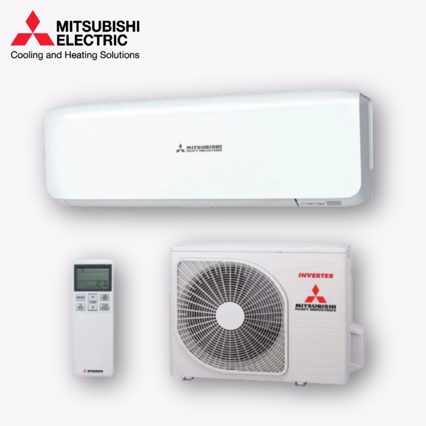 Mitsubishi Inverter installed in a modern living room, providing quiet and efficient cooling and heating.